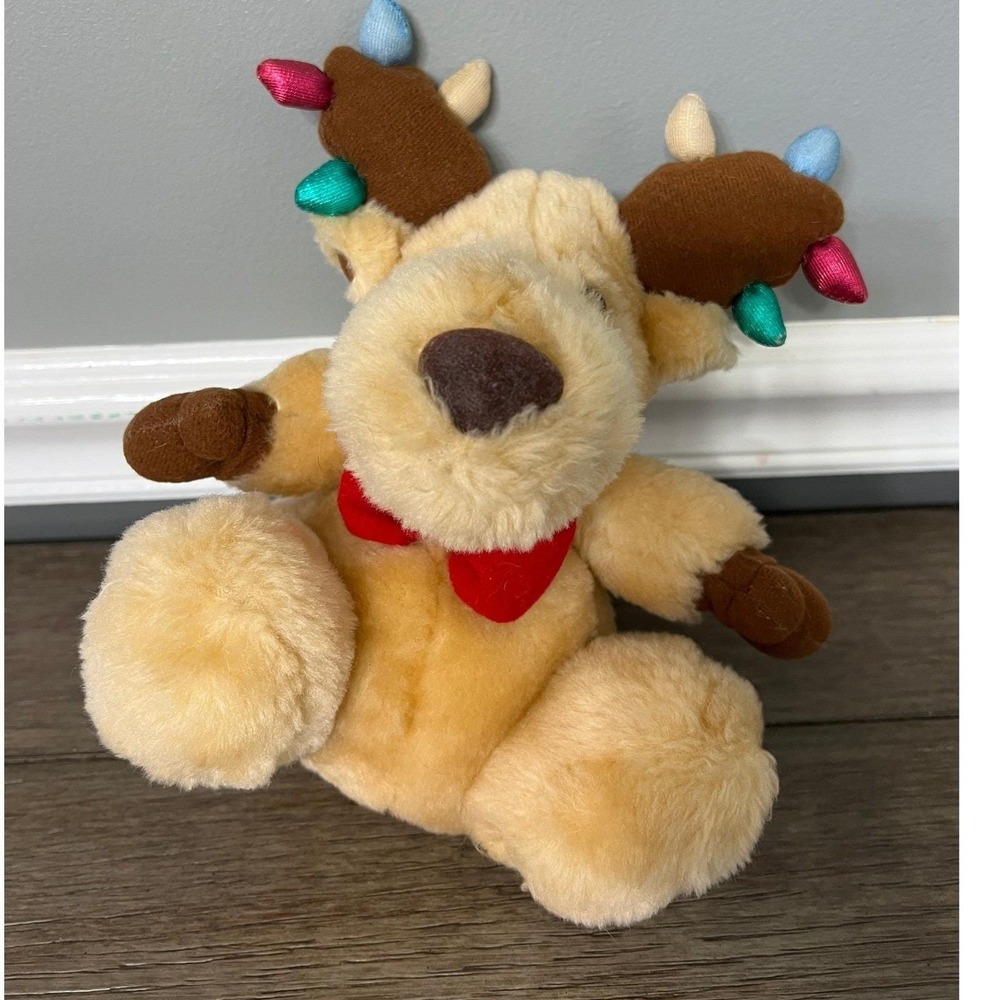 Christmas Reindeer‎ Plush Stuffed Animal Holiday Lights Antlers Kids